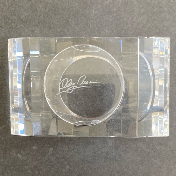 Oleg Cassini Crystal Votive Candle Holder Pyramid  2" Tall w/Original Box signed - Picture 4 of 13